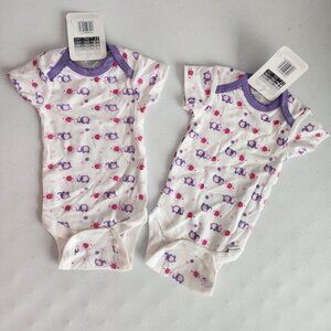 New 2 Pack Baby Girl Bodysuits Size: 0-3 Months.